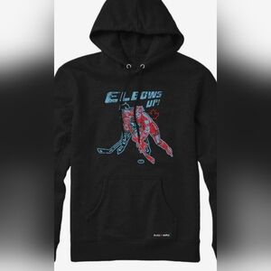 NWOT Elbows Up Black Maple Retro Hockey Players Hoodie 3X.